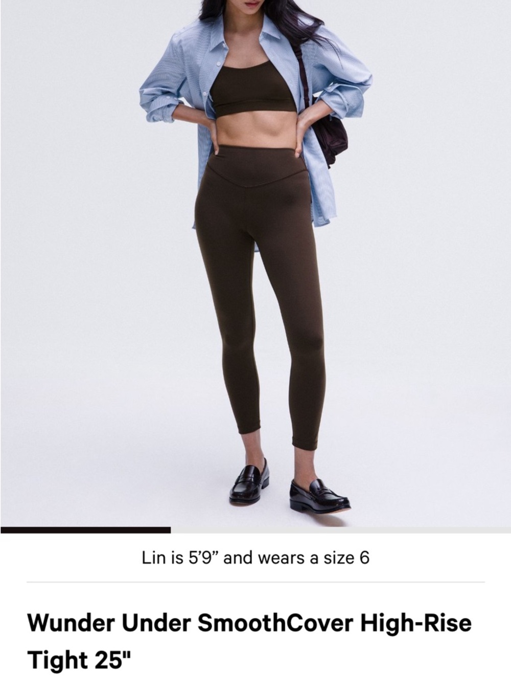lululemon Wunder Under SmoothCover High-Rise Tight 25" - espresso size 6 - Picture 3 of 9